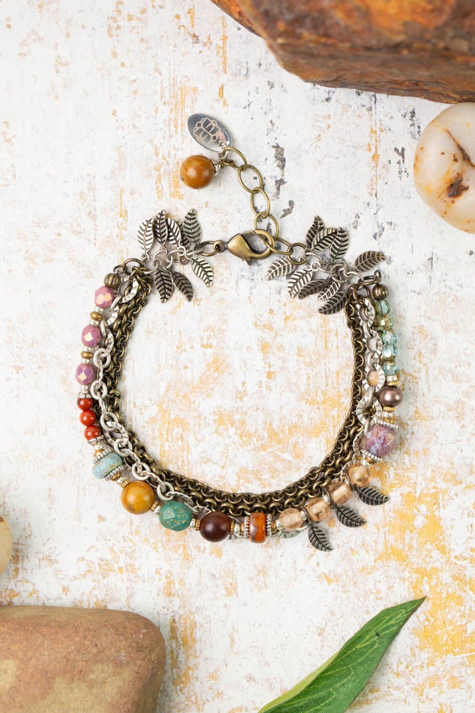 Anne Vaughan Designs Jewelry - Earthen 7.5-8.5" Jasper, Czech Glass Multistrand Bracelet