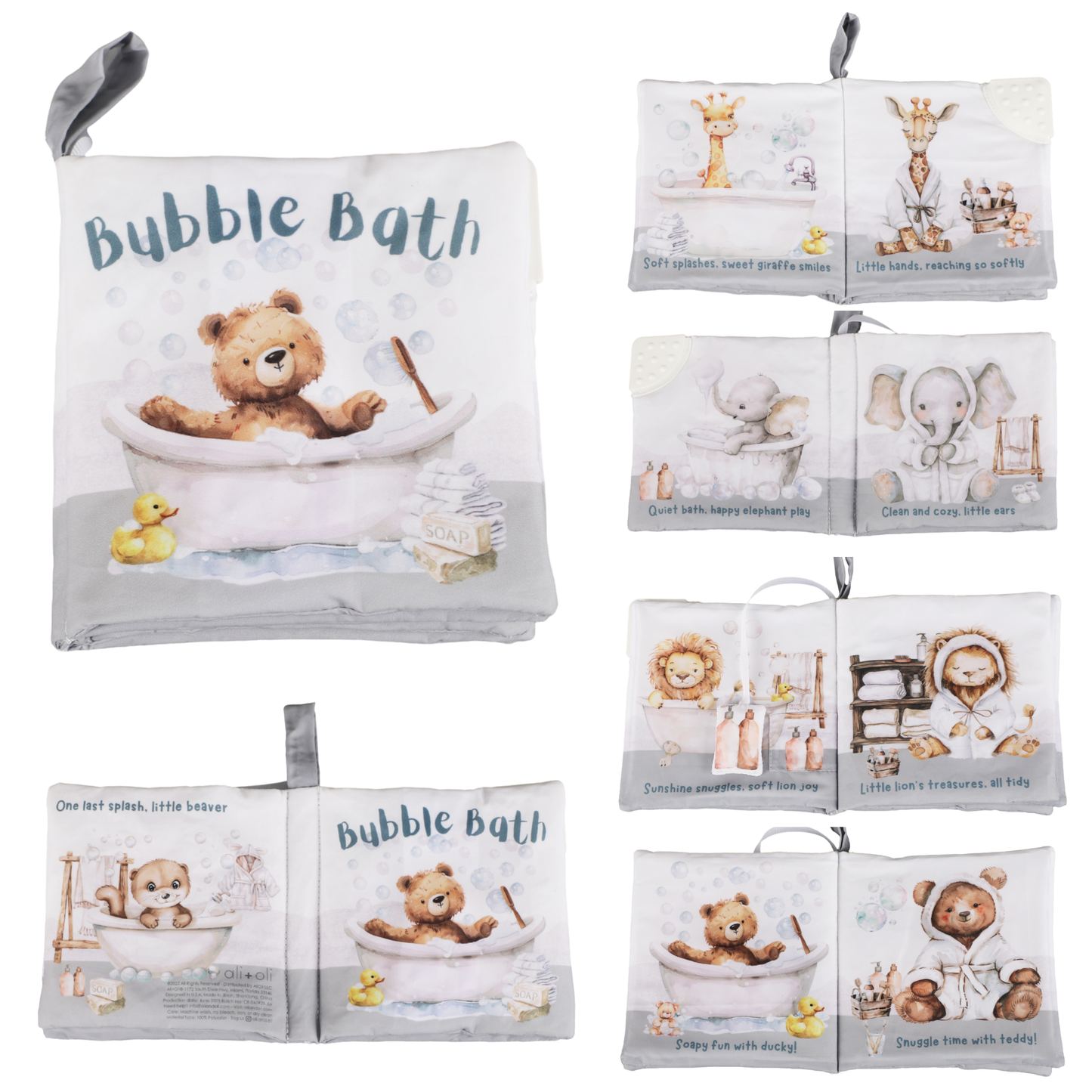 Ali+Oli - Bubble Bath – 10-Page Crinkle Cloth Book for Babies & Toddle