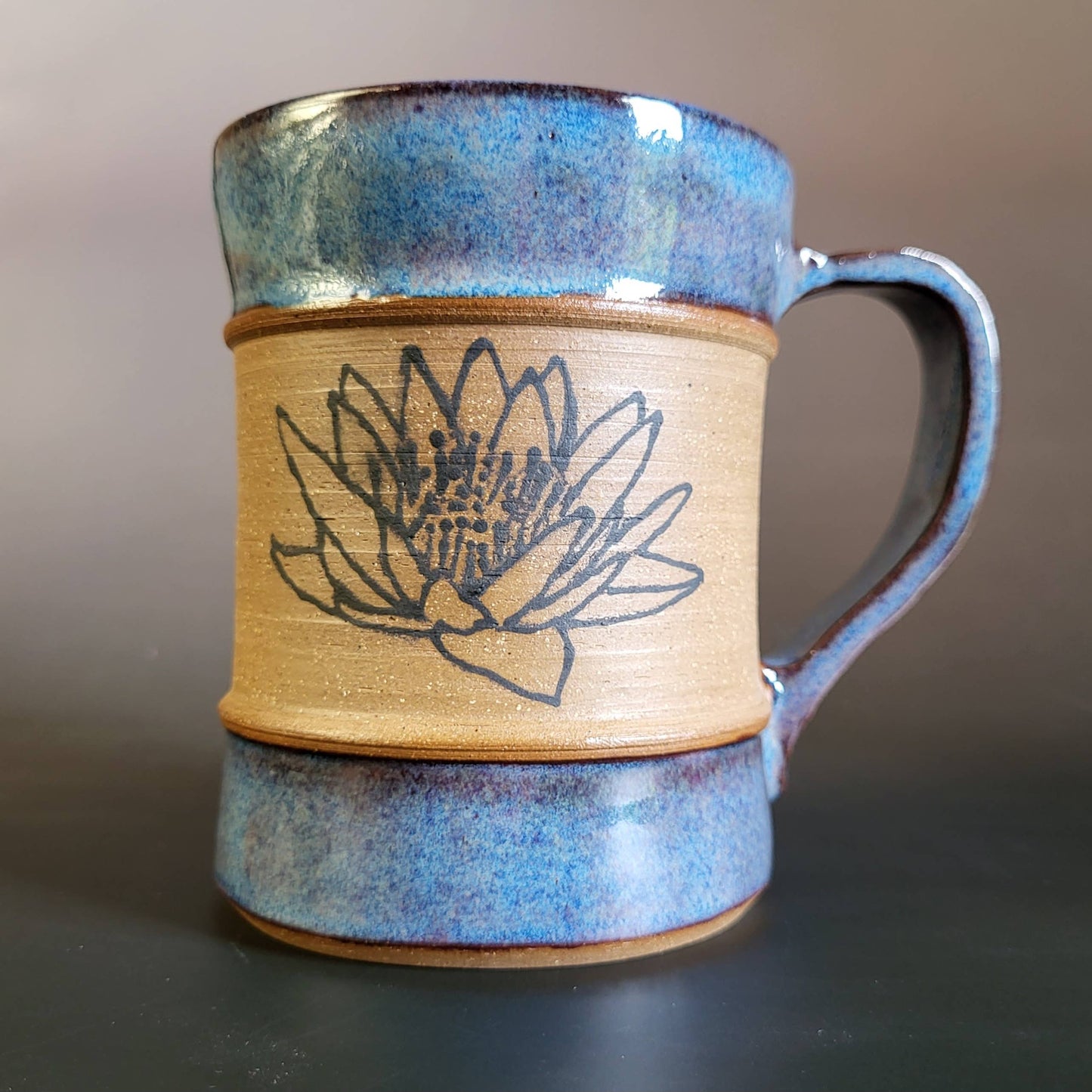 Divine Vessels Pottery - Blue Lotus Mug with blue glaze