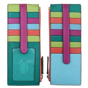 ili New York - 7800 Leather Card Holder with Zip Pocket