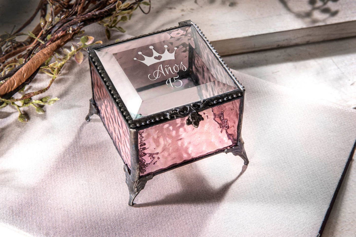 J Devlin Glass Art & Bert Anderson Collection - EB803 Quinceanera Engraved Glass Box