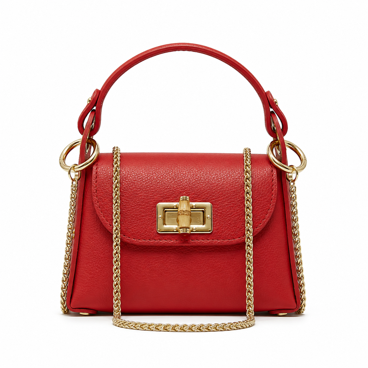 German Fuentes Handbags - GF1075 GENUINE ITALIAN LEATHER  BAMBOO CLASP, CROSSBODY BAG