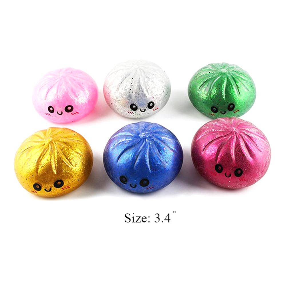 Sensibling Corp. - 12PCS - Metallic Steamed Bao Bun Dumpling Squeeze Squishy Stress Relief Toy