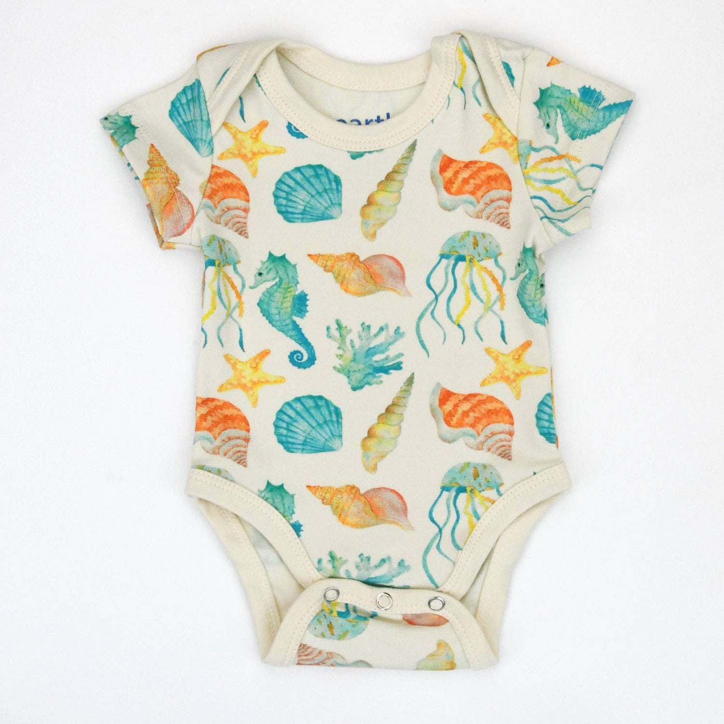 Earthy - Organic Cotton Short Sleeve Baby Bodysuit, Reef