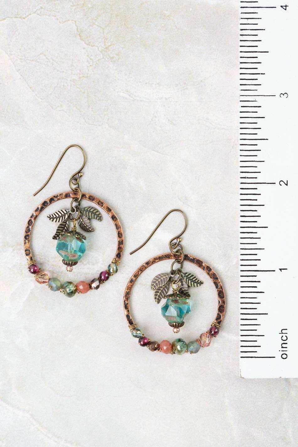 Anne Vaughan Designs Jewelry - Mauve Czech Glass, Crystal, Garnet Hoop Earrings