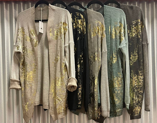 Dance in Paris - Cardigan Rayon Knit Splash Sprayed for Style