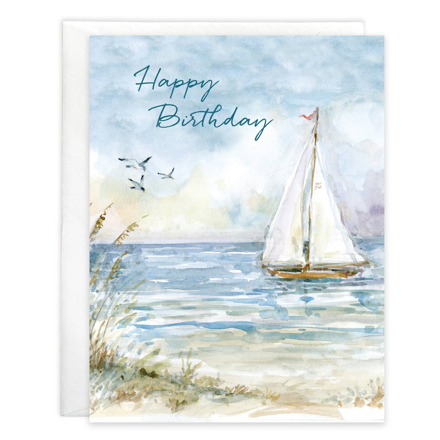 GINA B DESIGNS - With Scripture Birthday Greeting Card - Sailboats and Gulls