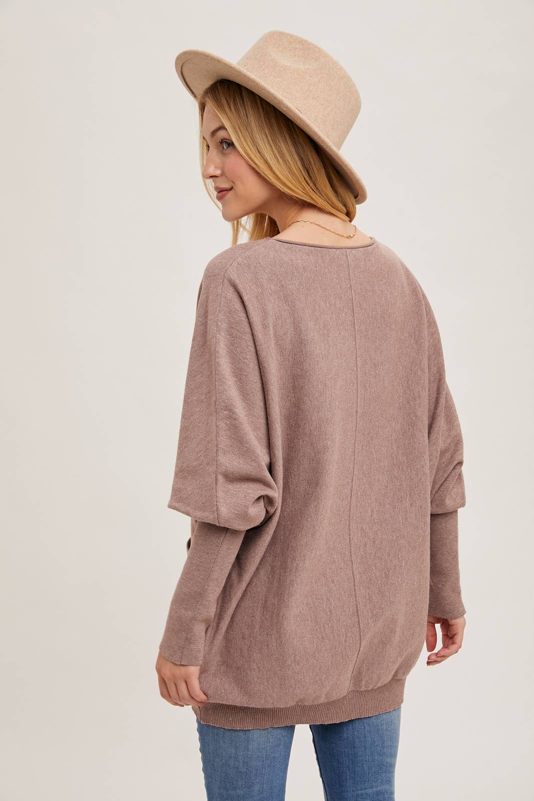 Bluivy - DOLMAN TUNIC KNIT SWEATER WITH POCKET