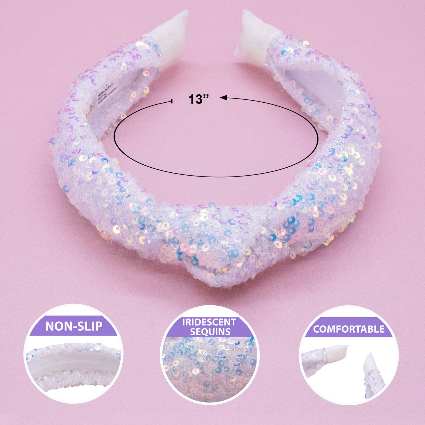 Frog Sac - Kids Knot Headband - Rainbow Sequin Knotted Hair Accessories