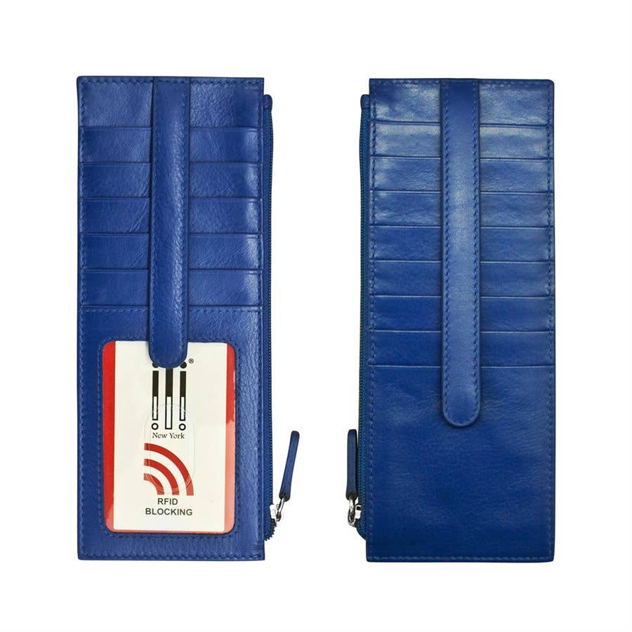 ili New York - 7800 Leather Card Holder with Zip Pocket