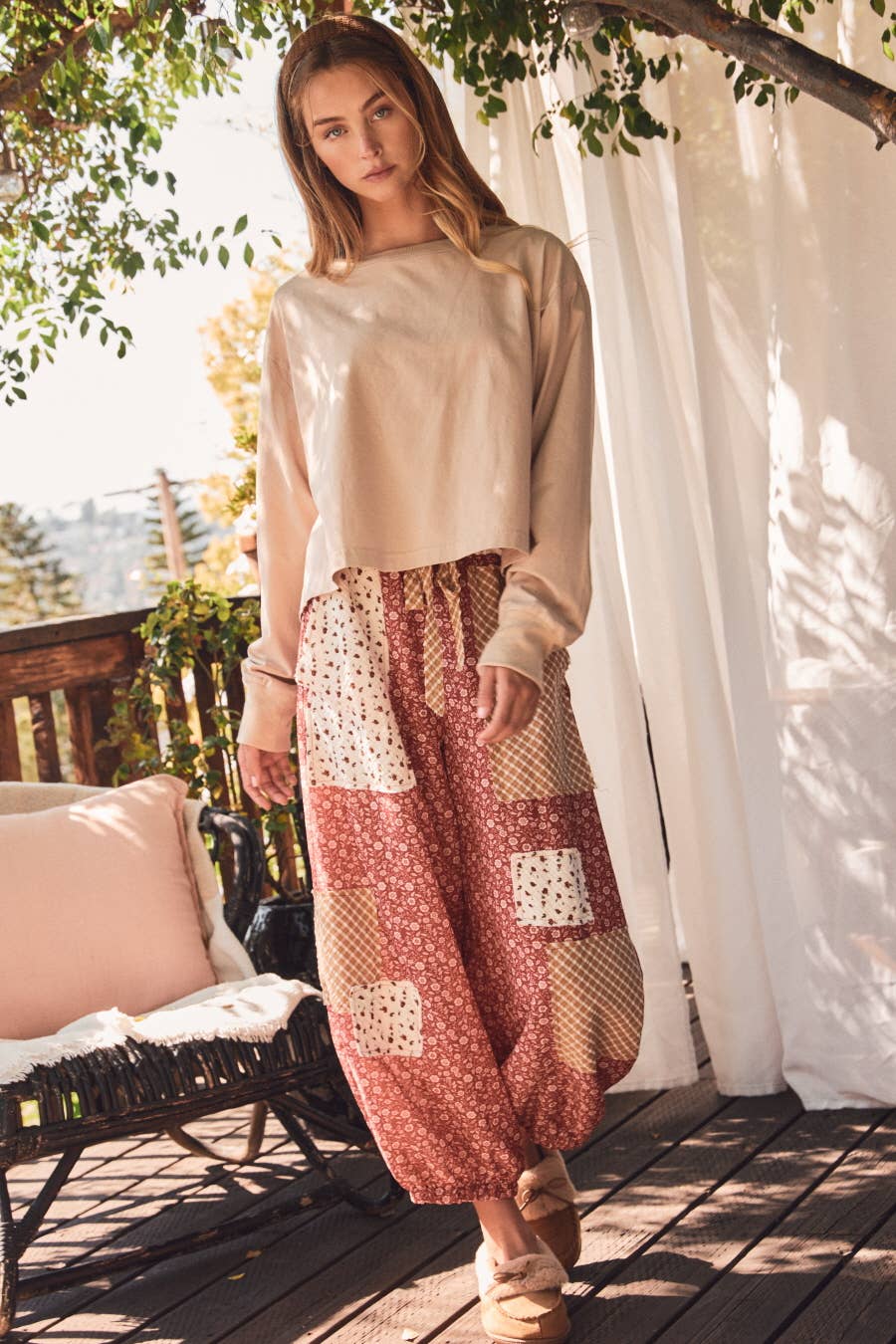Oddi - Floral Patchwork Printed Balloon Pants
