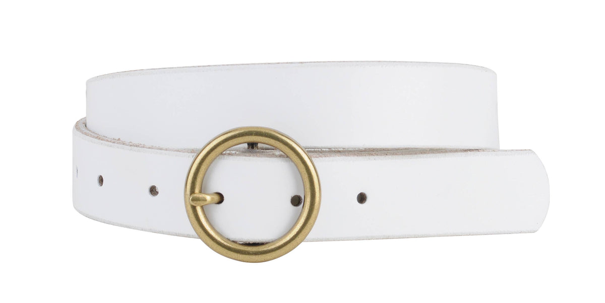 Most Wanted USA - Round Brass Buckle Suede/Genuine Leather Belt｜Minimalist