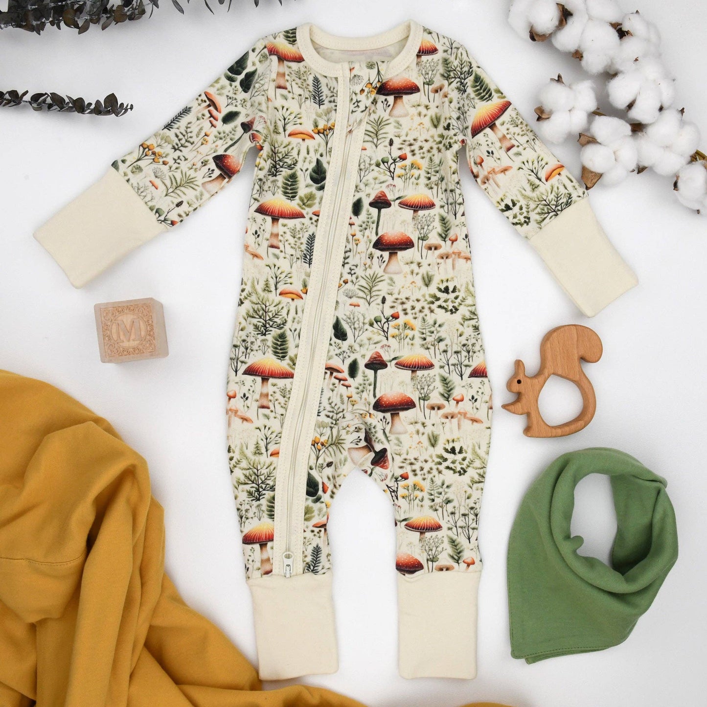 Earthy - Organic Cotton Baby Pajamas 2-Way Zip Front Zipper Sleeper, Thyme