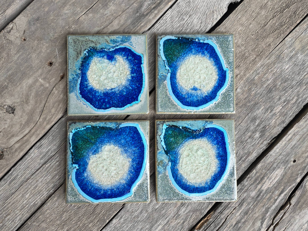 Dock 6 Pottery - Square Coaster - Something Blue - Individual Coaster