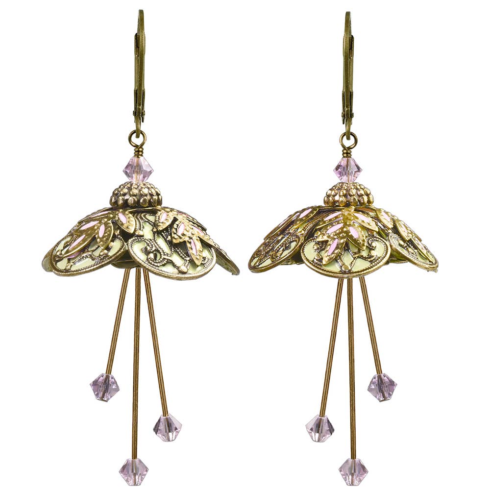 NoMonet - Flower Fairy: Painted Elvish Inspired Earrings w Crystals