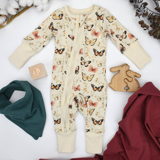 Earthy - Organic Cotton Baby Pajamas 2-Way Zip Front Zipper Sleeper, Audrey