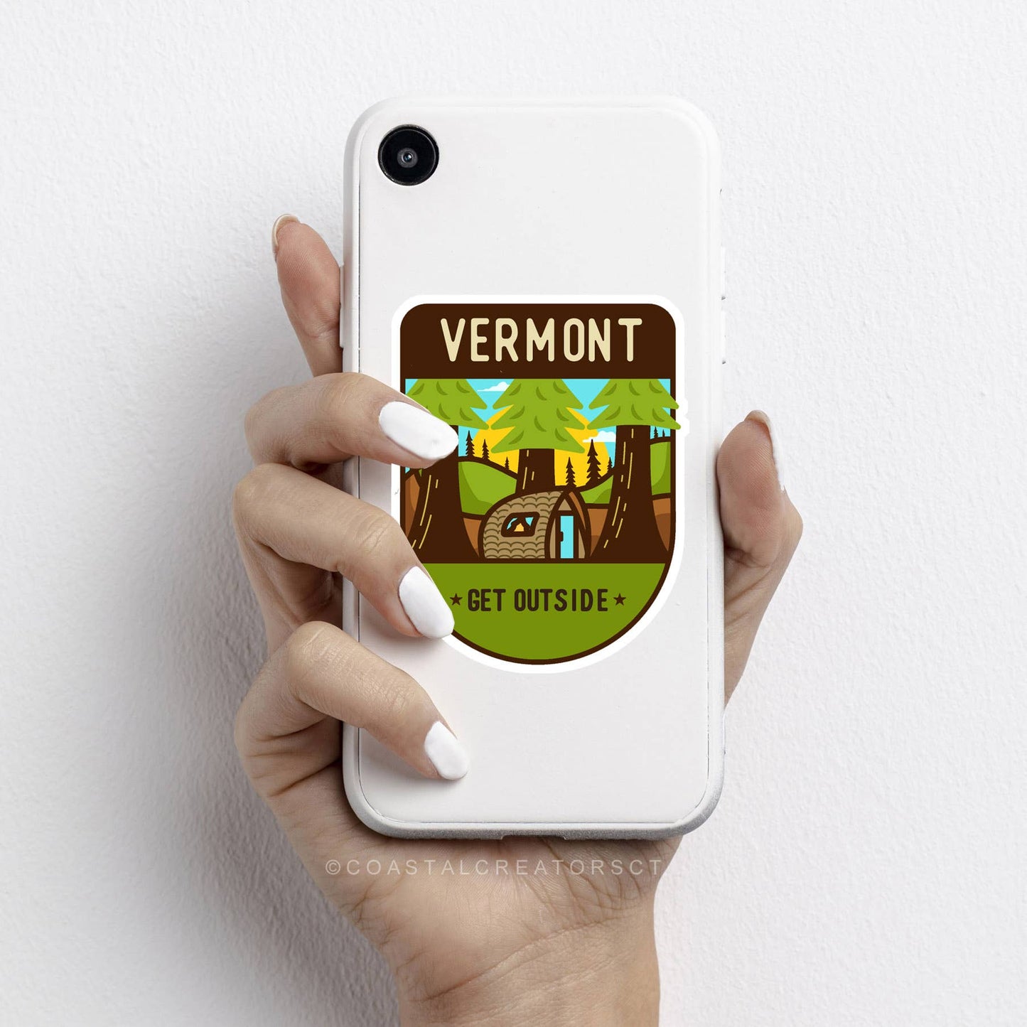 Coastal Creators of Connecticut - Vermont Colorful "Get Outside" Laptop Bottle Sticker