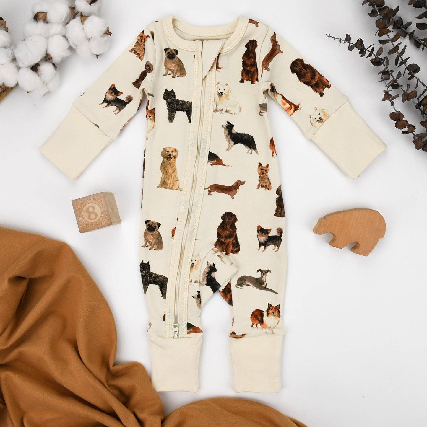 Earthy - Organic Cotton Baby Pajamas 2-Way Zip Front Zipper Sleeper, Otis