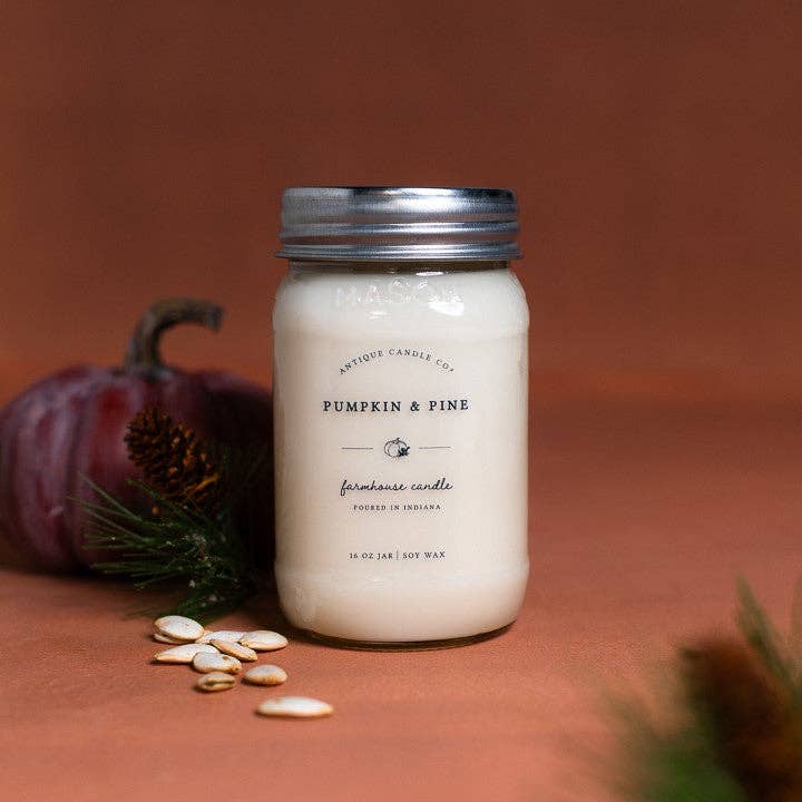 Antique Candle Co.® - Pumpkin & Pine - Soy Wax Mason Jar Candle