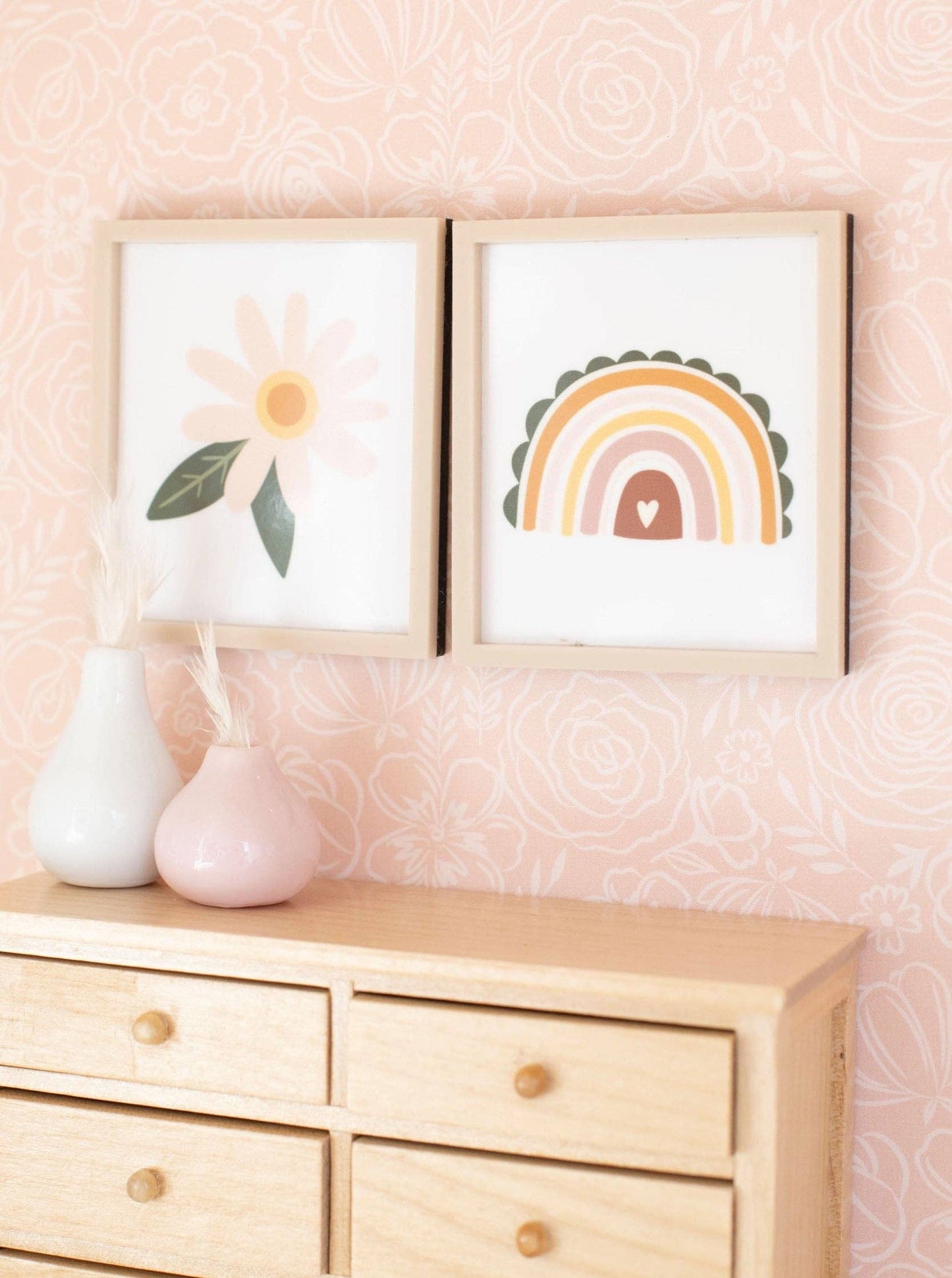 Macy Mae Dollhouse Designs - Dollhouse Framed Wall Prints | Flower or Rainbow