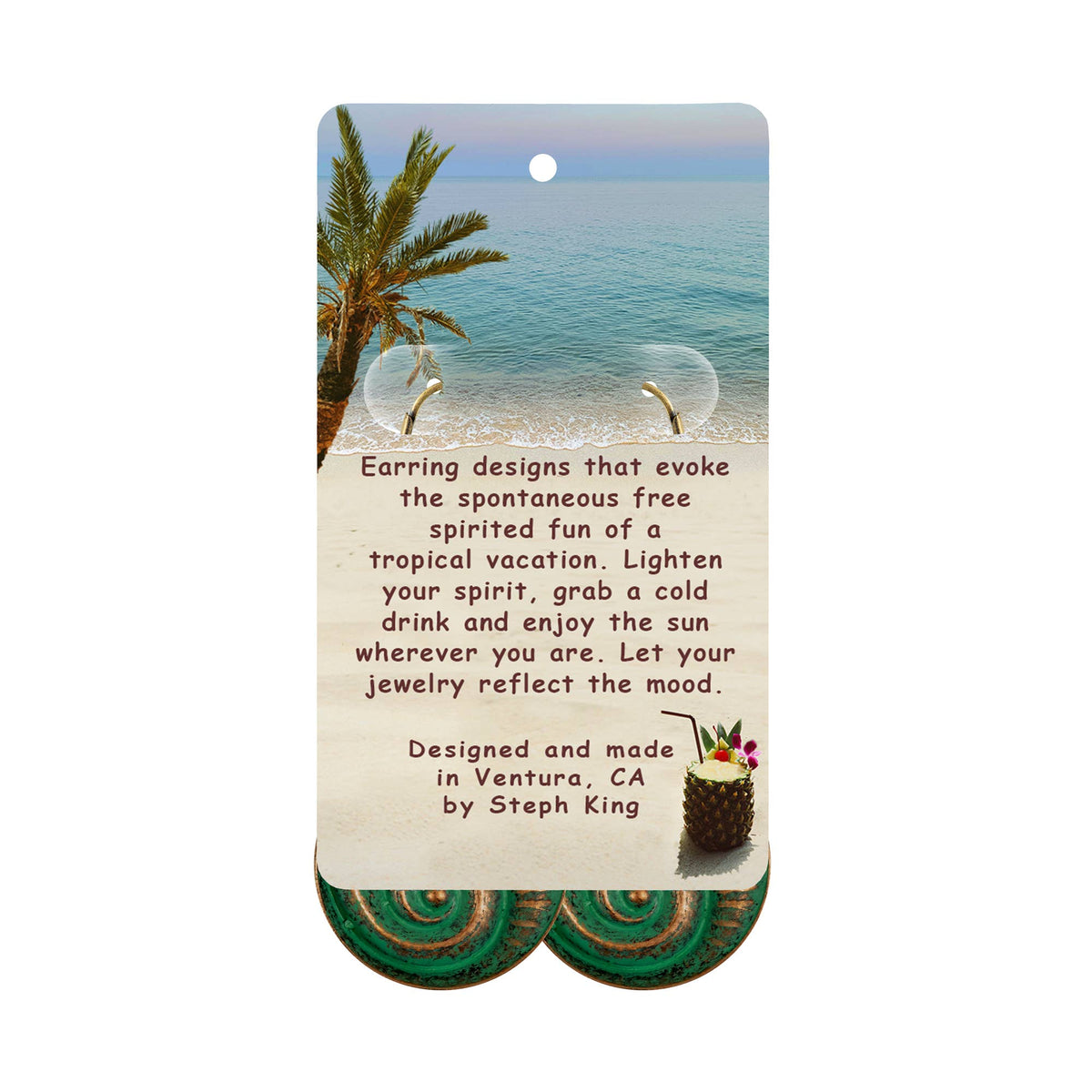 NoMonet - Tropical Vacation: Ammonite Spiral Shell and Pearl Earrings