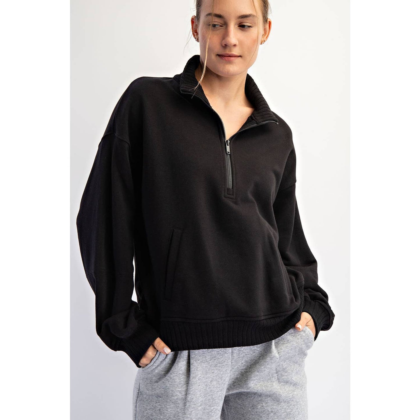 Rae Mode - FRENCH TERRY FLEECE QUARTER ZIP PULLOVER