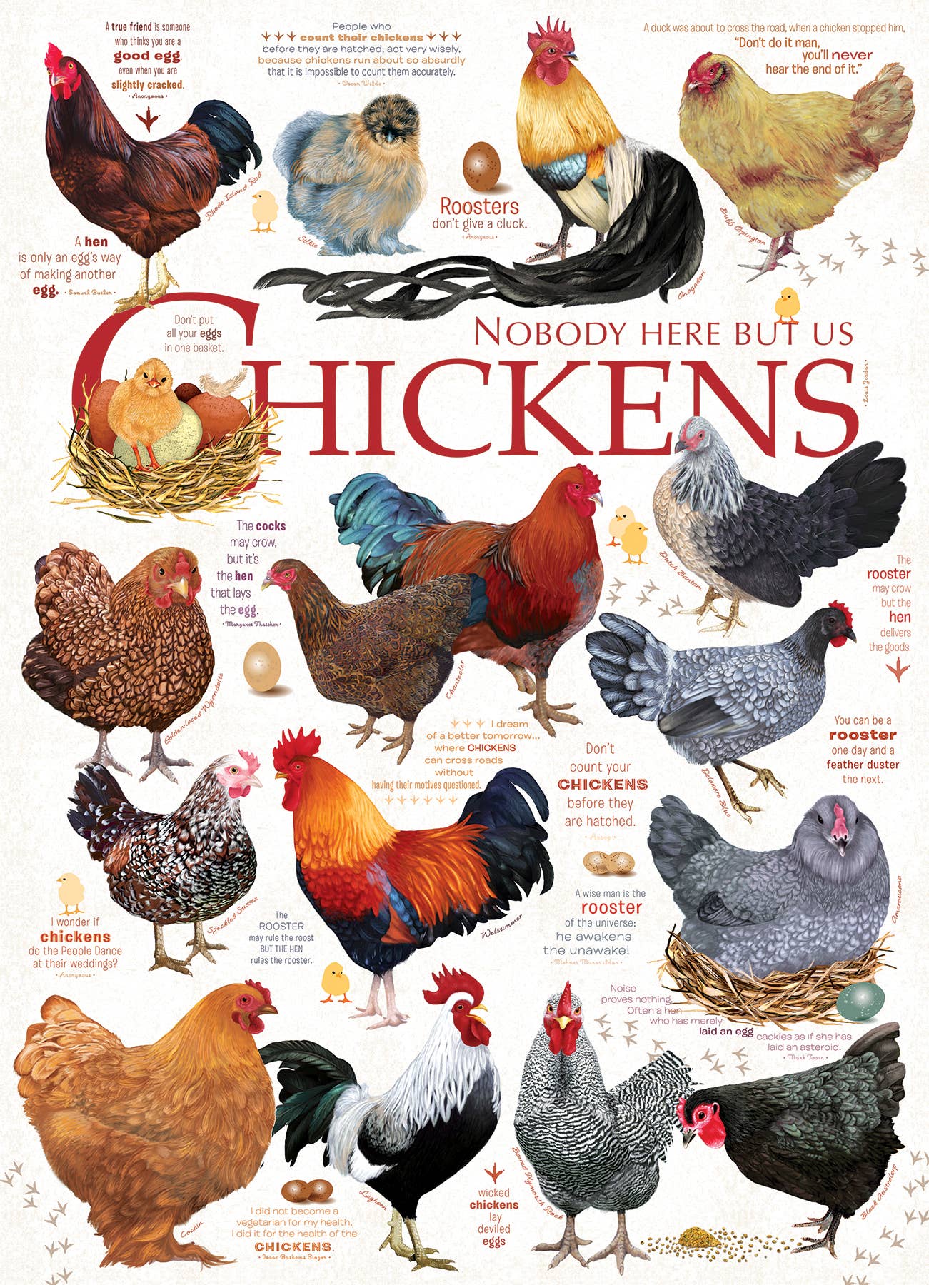 Outset Games and Cobble Hill Puzzles - Chicken Quotes 1000-Piece Puzzle