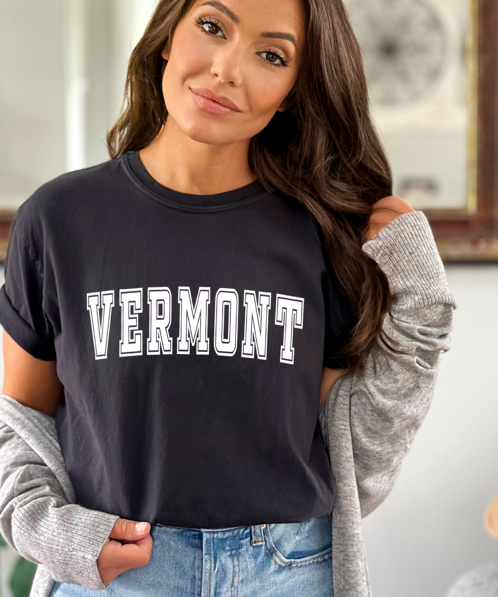 Basic And Peachy - Vermont State Graphic T-Shirt