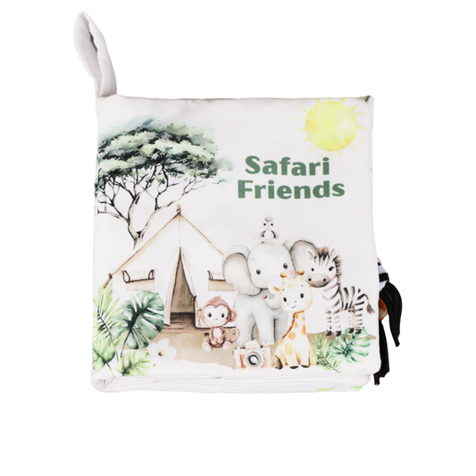 Ali+Oli - Safari Friends Tails 10-Page Soft Crinkle Cloth Baby Book