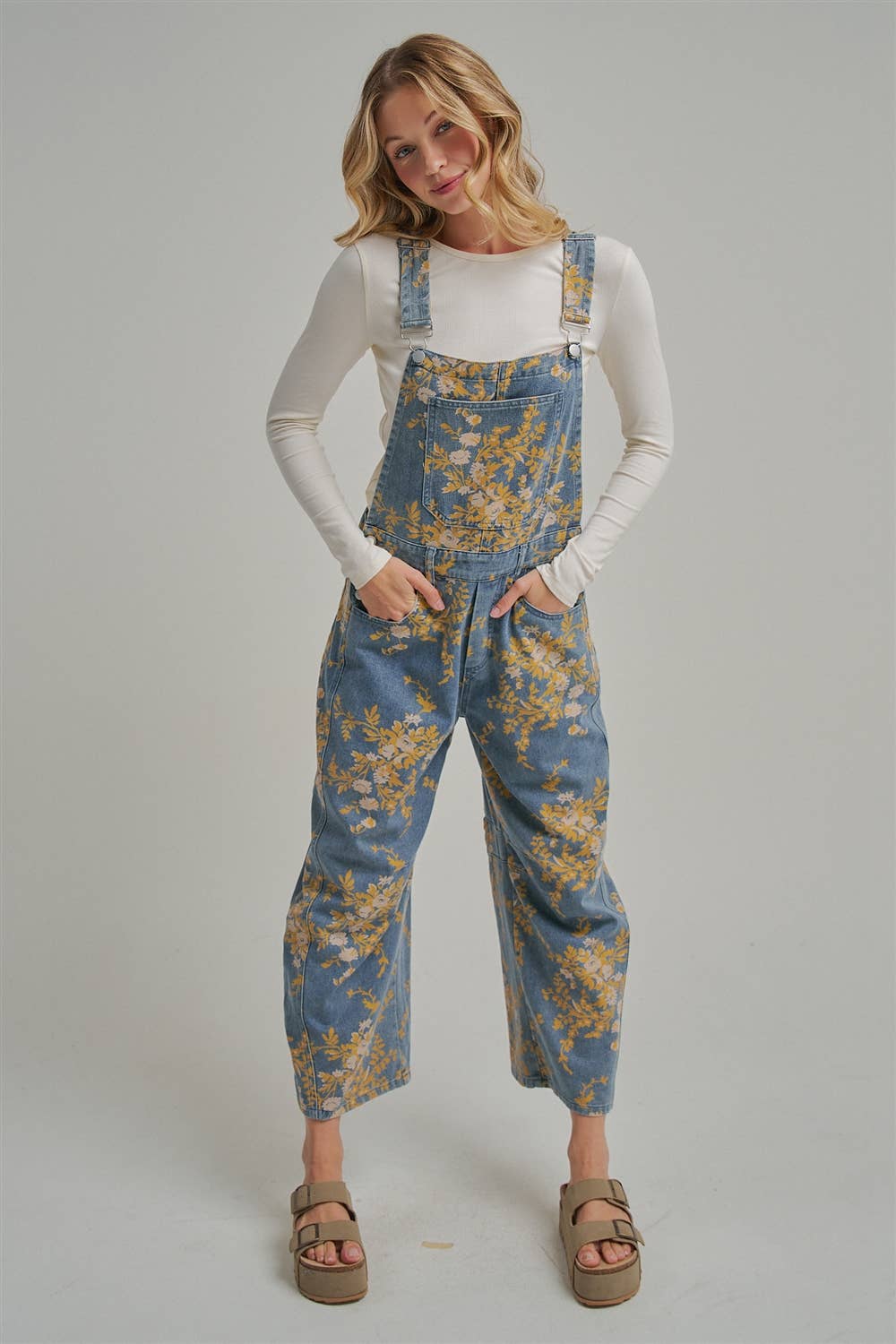 BON - FLORAL PRINT DENIM OVERALL JUMPSUIT_JLB80013-09