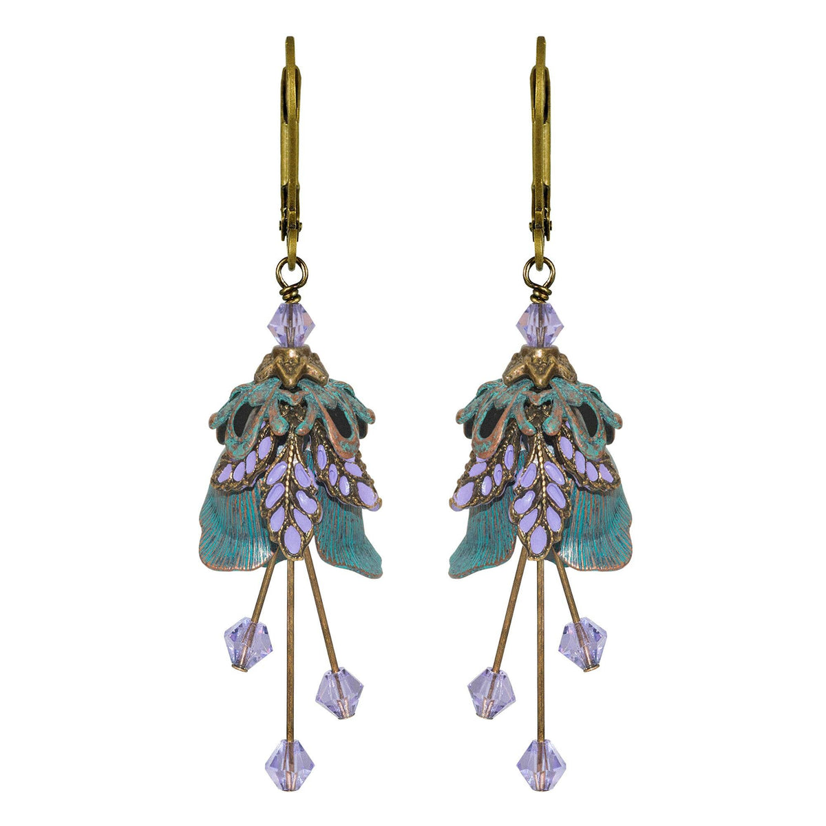 NoMonet - Flower Fairy: Rose Flower Hand Painted Leaves Earrings