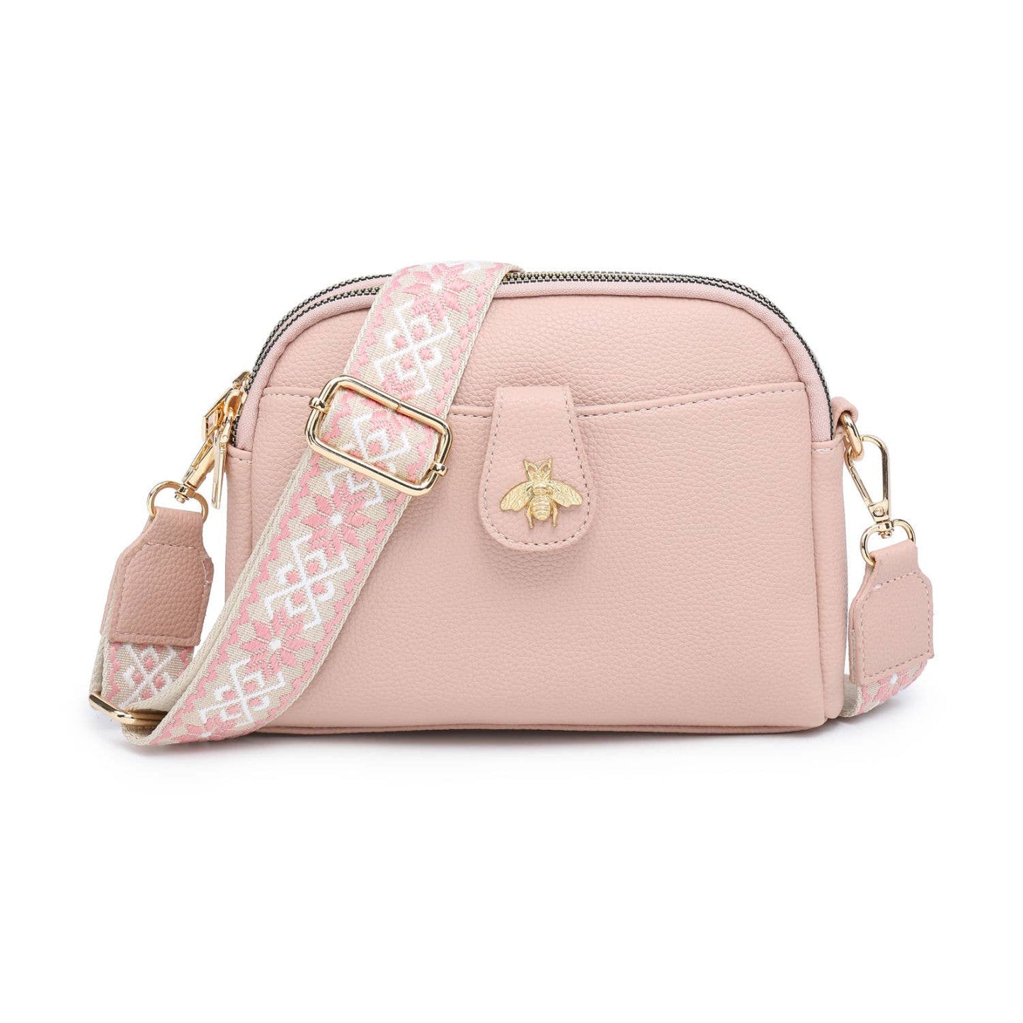 Papaya Fashion Ltd - B23002 Cross Body Handbag with double zip top sections