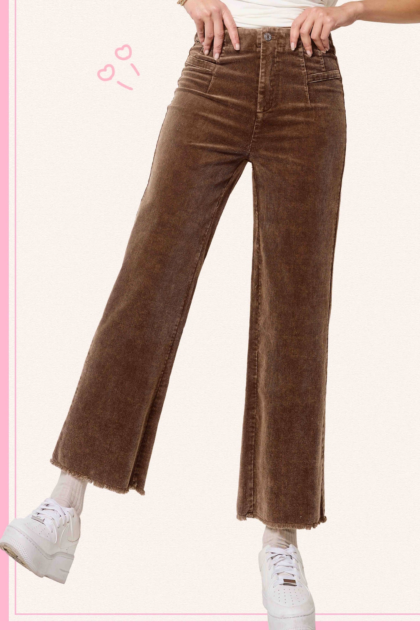 La Miel - MCP4220-Mineral Washed High Waisted Wide Leg Corduroy Pants