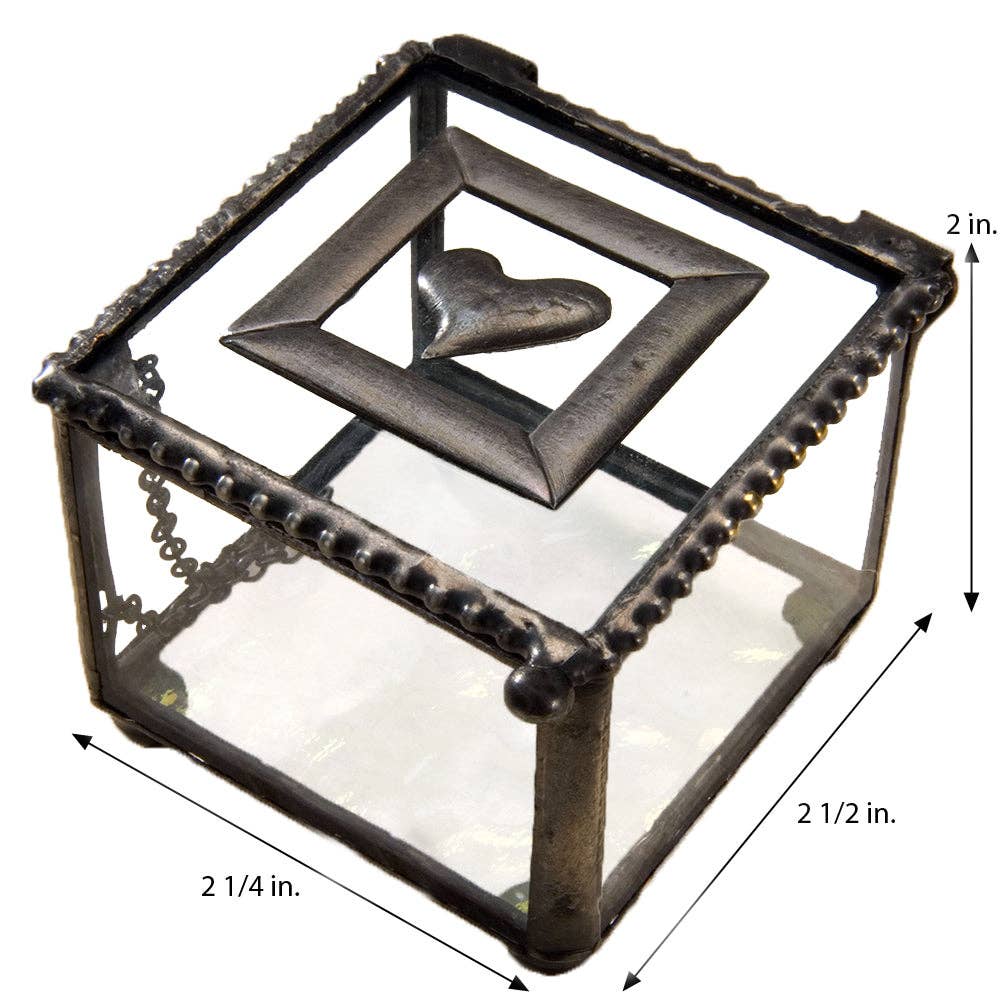 J Devlin Glass Art & Bert Anderson Collection - Box 622 Clear Glass Box with Heart Accent