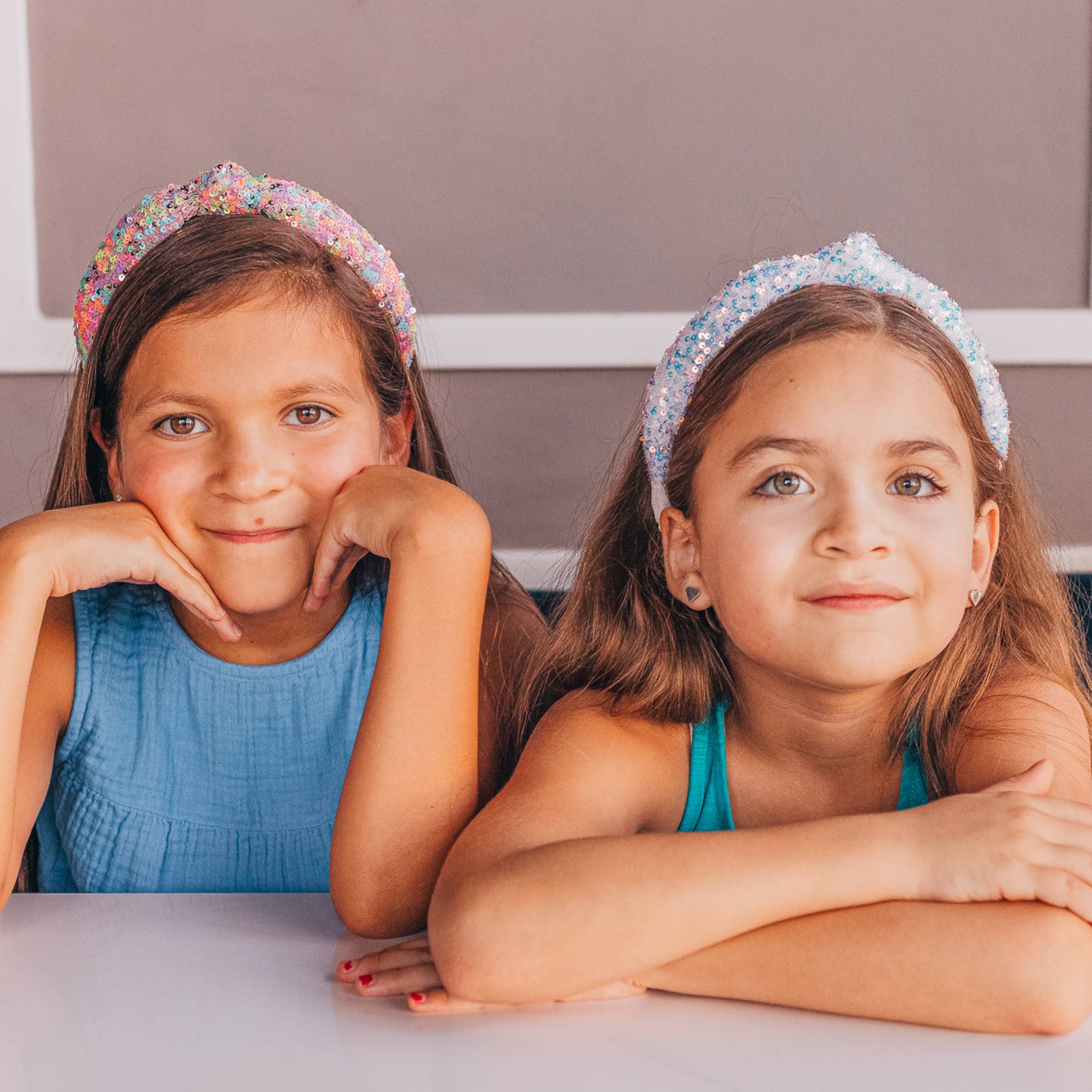 Frog Sac - Kids Knot Headband - Rainbow Sequin Knotted Hair Accessories