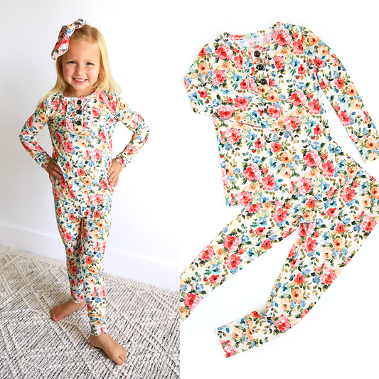 Gigi and Max - Nayeli RUFFLE TWO PIECE Bamboo Lounge Set Childrens Clothing