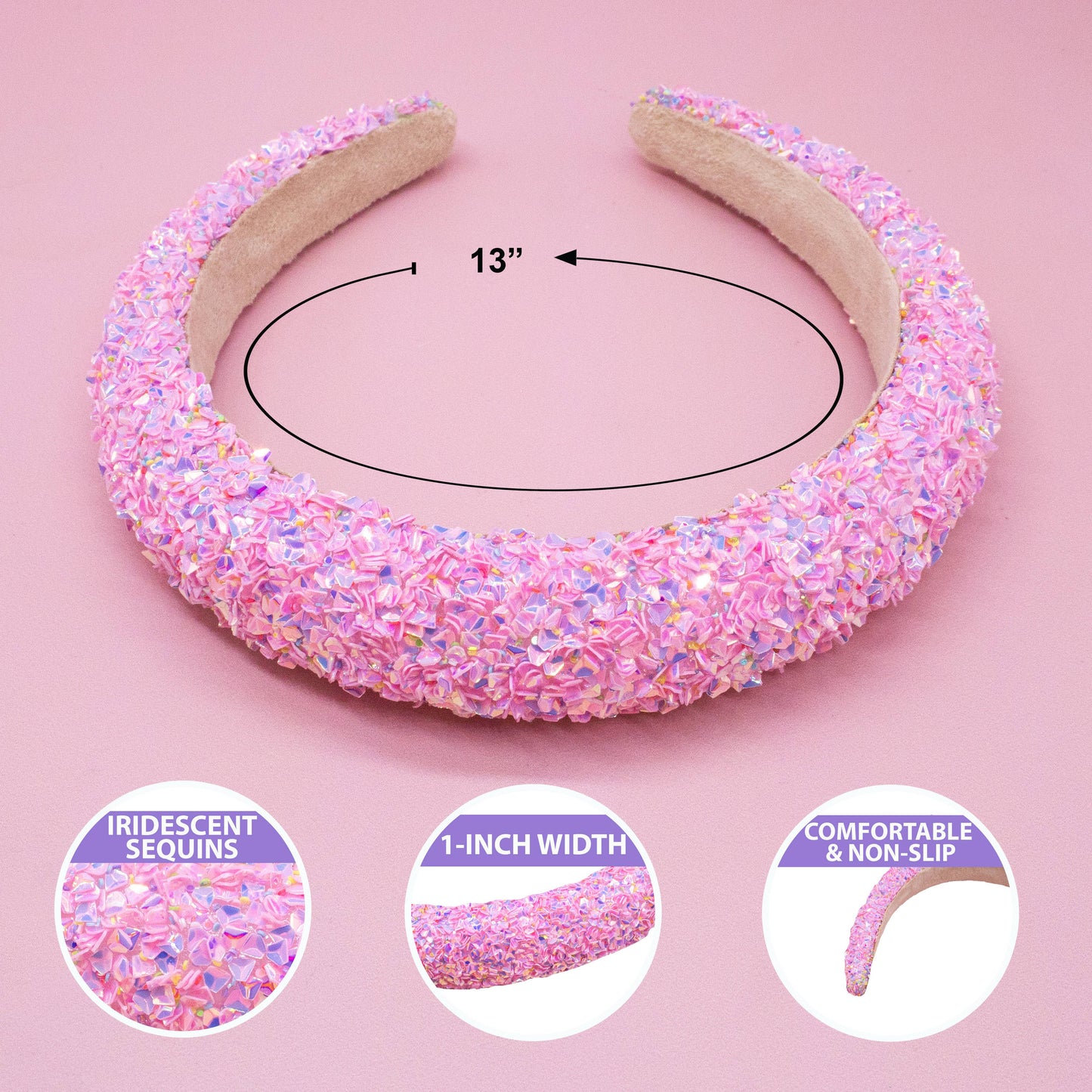 Frog Sac - Kids Padded Headband - Chunky Sequin Hair Band