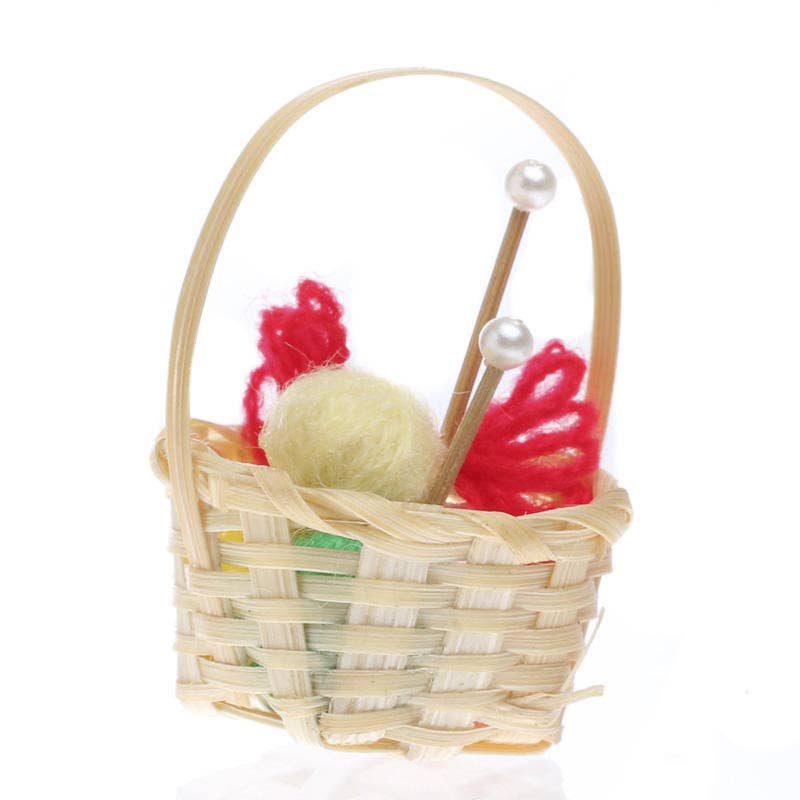Factory Direct Craft - 1-1/2" Dollhouse Miniature Wicker Knitting Basket