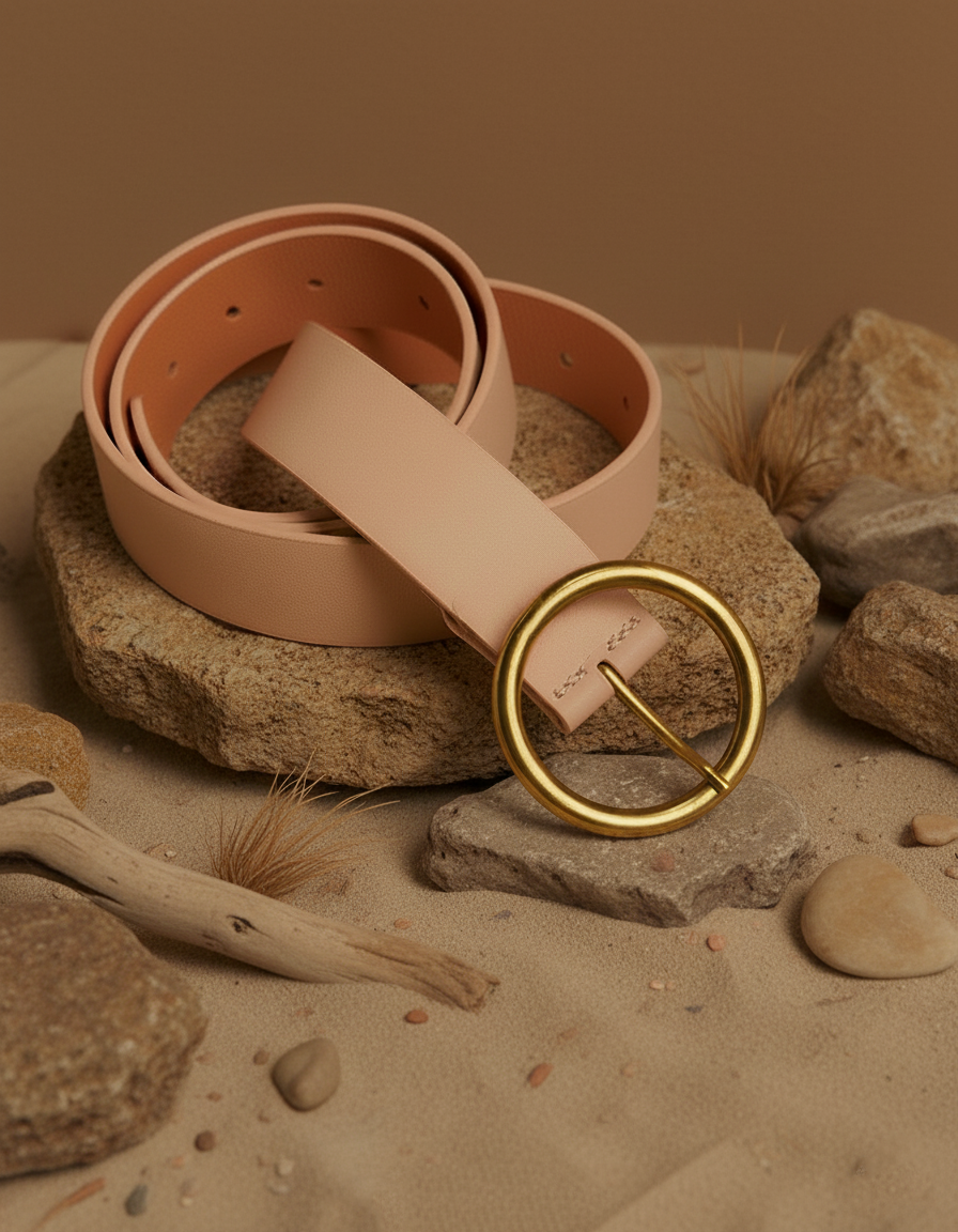Most Wanted USA - Round Brass Buckle Suede/Genuine Leather Belt｜Minimalist
