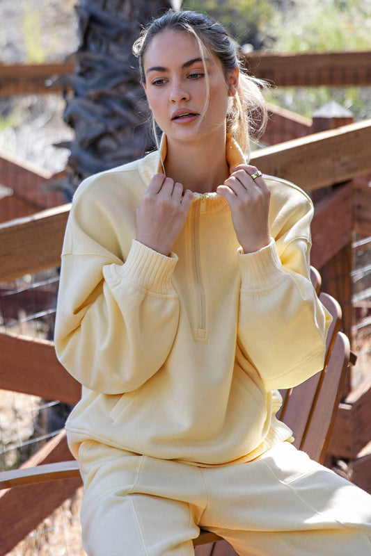 Rae Mode - FRENCH TERRY FLEECE QUARTER ZIP PULLOVER