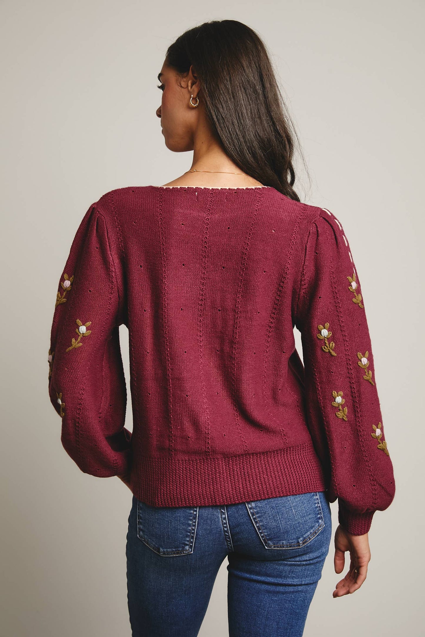 Forte - Embroidered Blossom Knit Sweater FSW0002