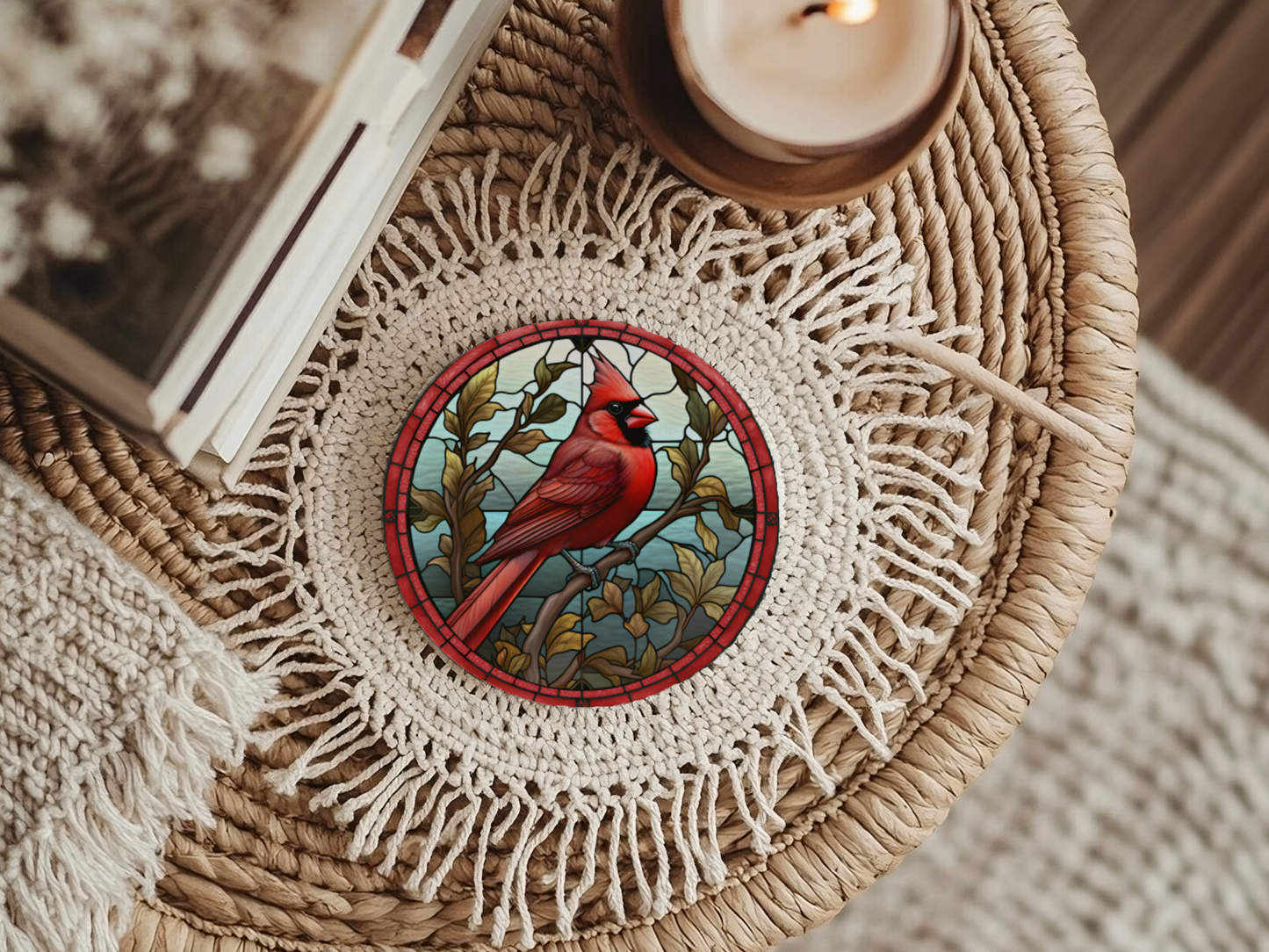 Fernville Creations - Cardinal Coaster, Bird Lover Gift, Nature Home Decor