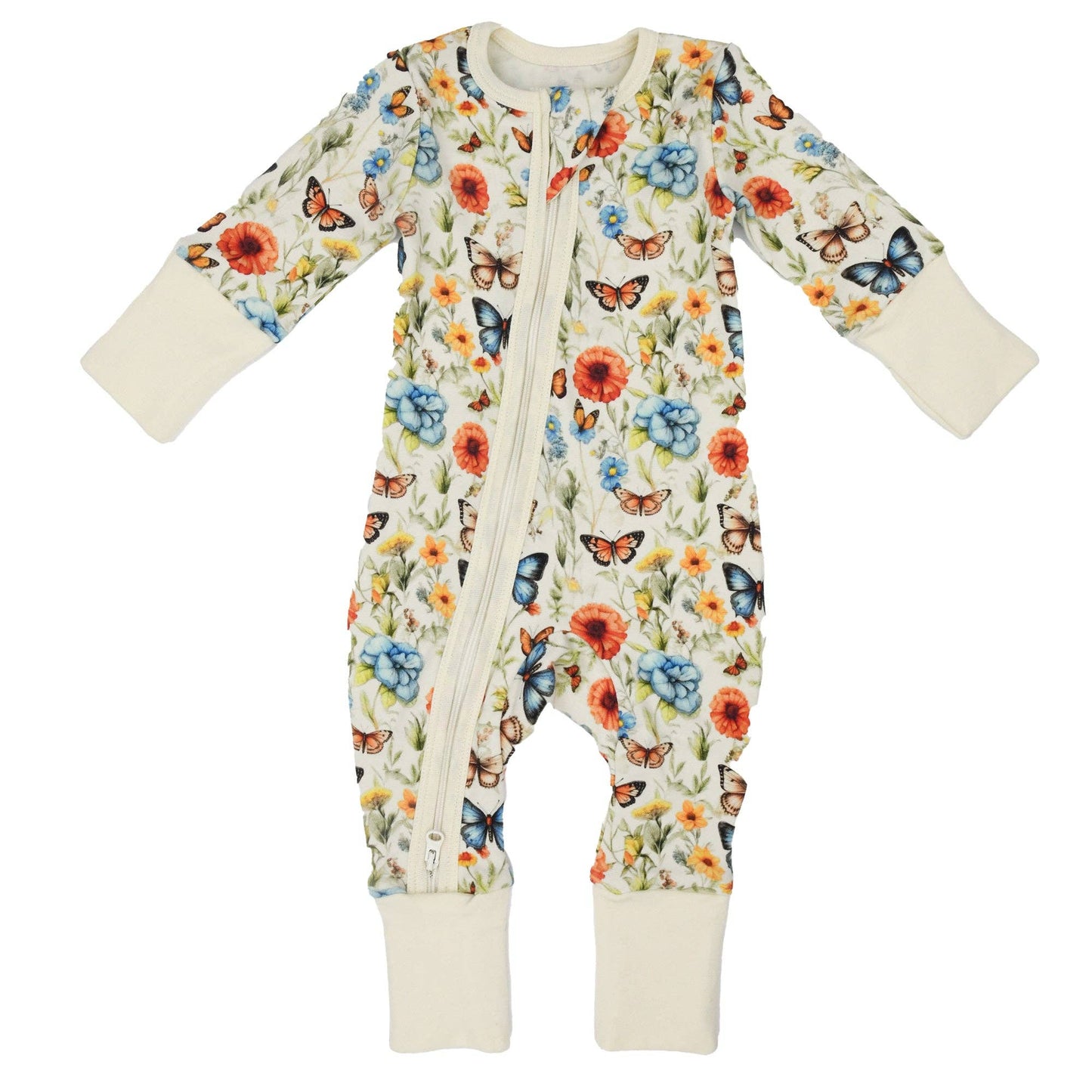 Earthy - Organic Cotton Baby Pajamas 2-Way Zip Front Zipper Sleeper, Blossom