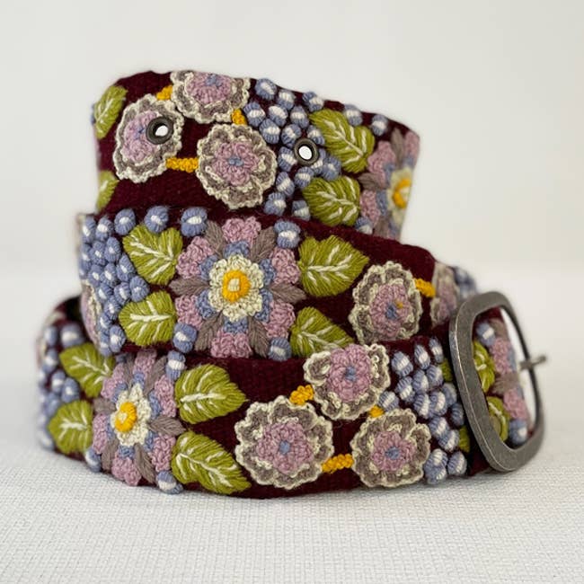 Jenny Krauss - Morning Glory Floral Embroidered Wool Belt