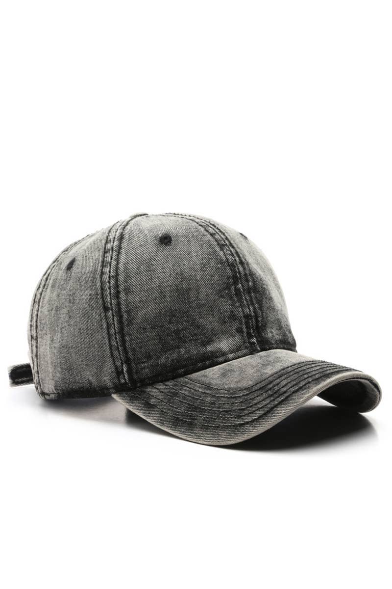 Lovenne - Washed Denim Solid Baseball Cap Street Style_Cwah0527