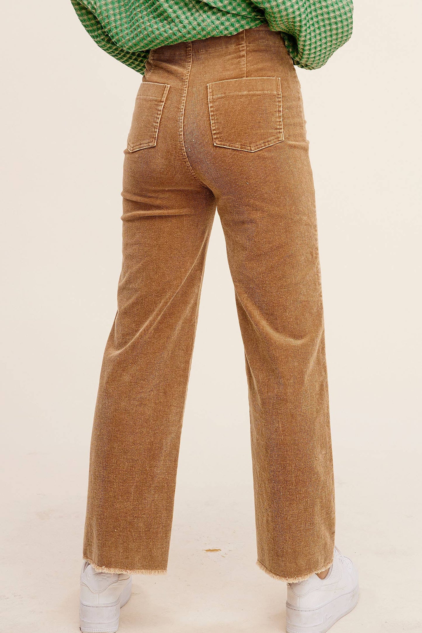 La Miel - MCP4220-Mineral Washed High Waisted Wide Leg Corduroy Pants