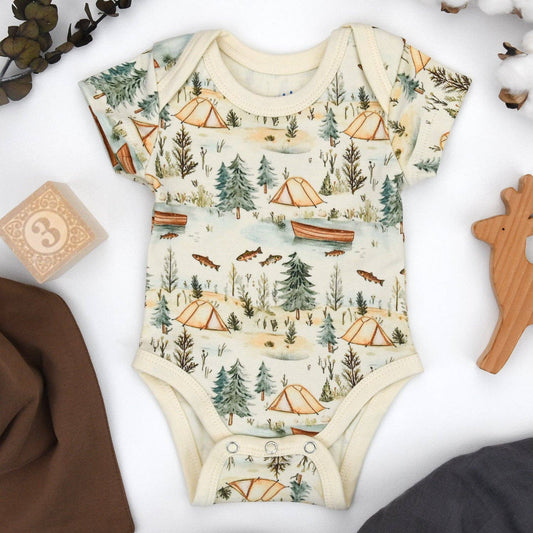 Earthy - Organic Cotton Short Sleeve Baby Bodysuit, Everett
