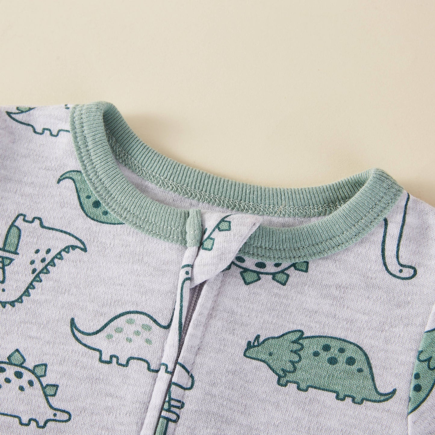 Lollipop Dreams - Dinosaur Pattern Zipper Footie Pajamas Romper