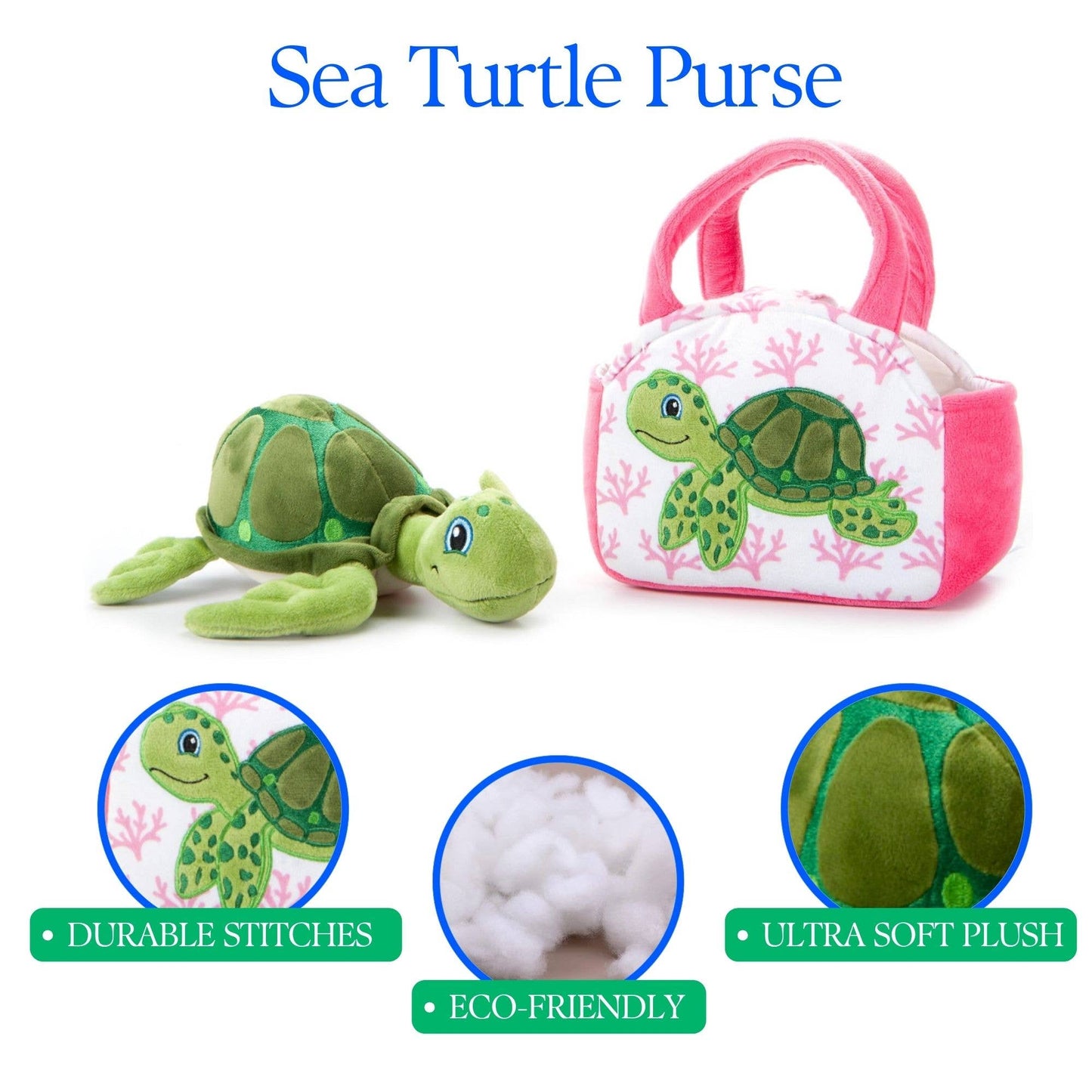The Petting Zoo - Plush Animal Set with Purse -  Sea Turtle