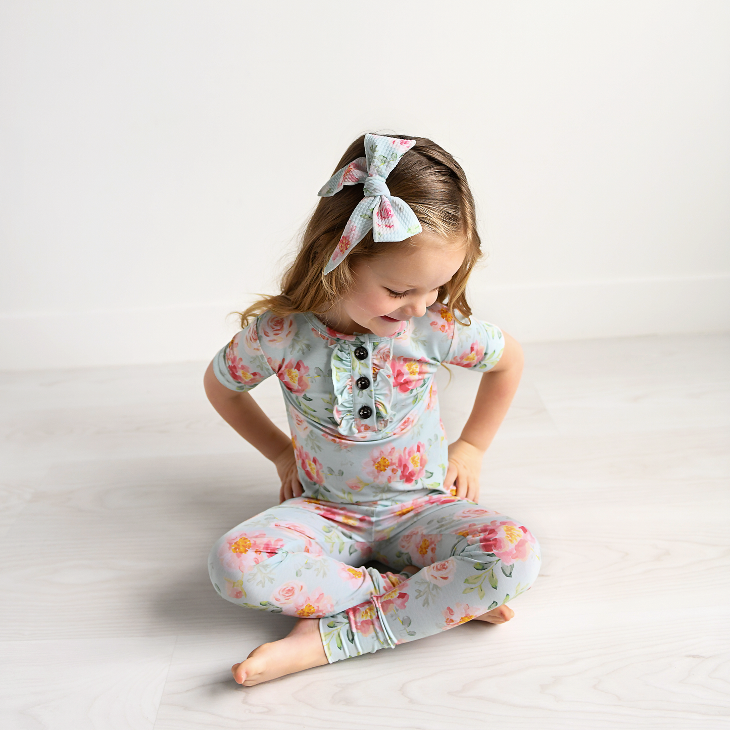 Gigi and Max - Mae Floral Ruffle Two Piece Bamboo Toddler Sleepies Little